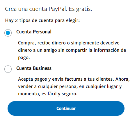 Cuenta business PayPal o personal